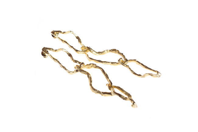 Fossili, orecchini, bronzo dorato