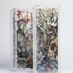 Nuova nascita, 2009, polimaterico e plexiglass, 105 x 13,5 x 33 cm cad.